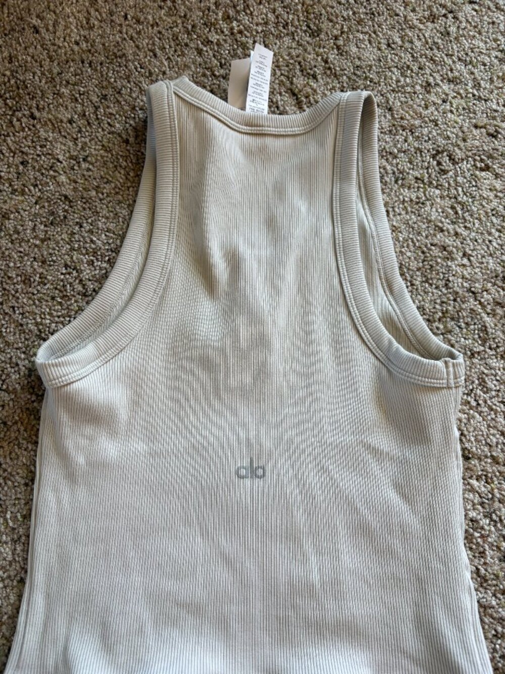 Alo Yoga Goddess Ribbed Go-To Tank Top in Ivory - Picture 5 of 5